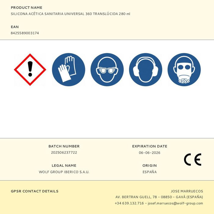 Penosil Silicona Sanitaria Universal 360 Translúcida Antimoho Elástica 280 ml