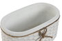 DKD Home Decor Macetero Shabby Blanco Gris Cemento y Cuerda 13 x 11 x 23 cm Set de 2