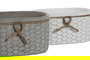 DKD Home Decor Macetero Shabby Blanco Gris Cemento y Cuerda 13 x 11 x 23 cm Set de 2