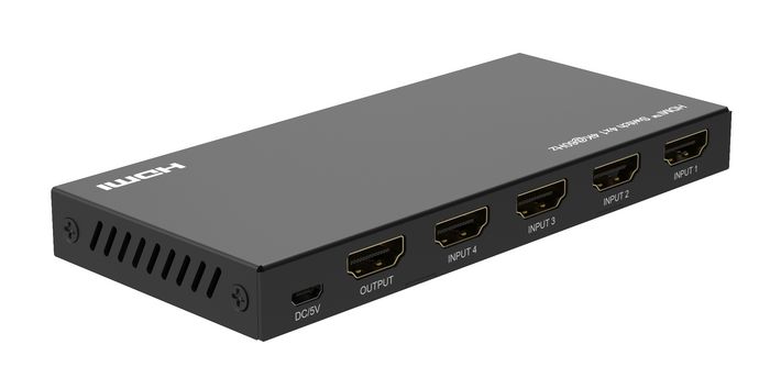 MicroConnect Conmutador HDMI MC-HDMISWITCH0401-4K, 4x1, 4K@60Hz, HDCP 2.2, con control remoto