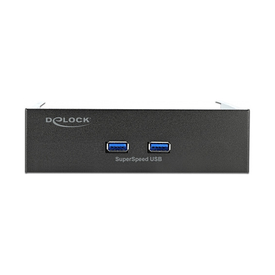 DeLOCK Panel frontal de 5.25 pulg. con 2 puertos USB 5 Gbps Tipo-A, Negro