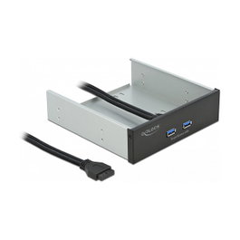 DeLOCK Panel frontal de 5.25 pulg. con 2 puertos USB 5 Gbps Tipo-A, Negro