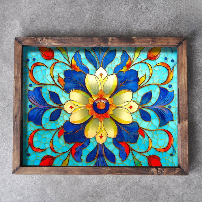 Aberto Design REF017 Bandeja de Madera Maciza 48x38x4 cm para Decoración del Hogar