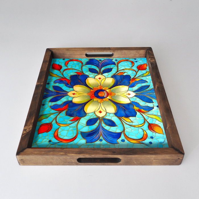 Aberto Design REF017 Bandeja de Madera Maciza 48x38x4 cm para Decoración del Hogar