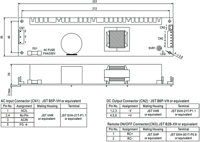 MEAN WELL LPS-75-5 Alimentador de impulso abierto 75W 5V DC MEAN WELL LPS-75-5 Alimentador de impulso abierto 75W 5V DC