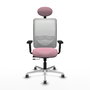 PIQUERAS Y CRESPO Silla de oficina Zulema Rosa y Blanco con mecanismo Sincro/Traslack