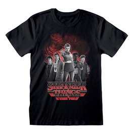 Stranger Things Camiseta Group with Vecna behind Balck and White talla S