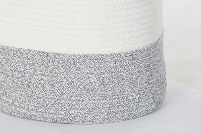 DKD Home Decor Cesta Boho Algodon Blanco Mostaza Negro Gris 34 x 40 x 34 cm (3 Unidades)