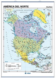 CUMIO, Mapa Mural América Norte (físico/político) galego 1285x915mm