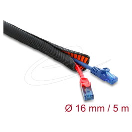 DeLOCK Funda protectora para cables 19021, 5m x 16mm, Negro/Naranja
