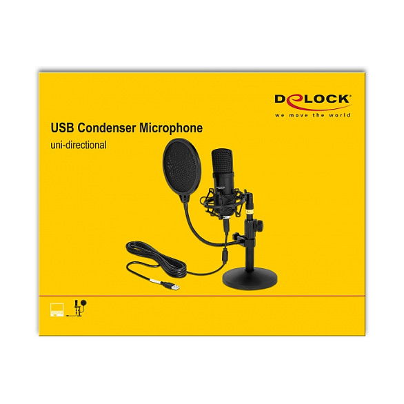 DeLOCK Professionelles USB Kondensator Mikrofon Set für Podcasting und Gaming