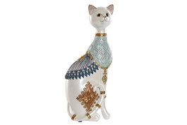 DKD Home Decor Figura de Gato Blanco en Resina
