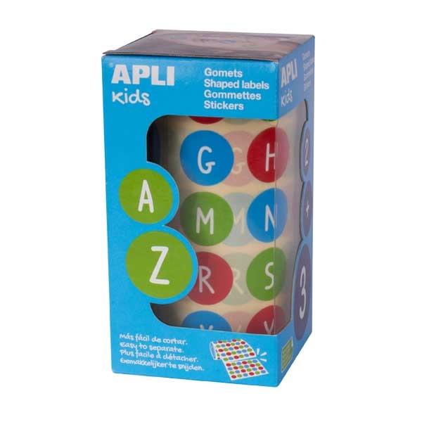 Apli Rollo de Gomets Abecedario Mayúsculas Redondos 20mm Multicolor