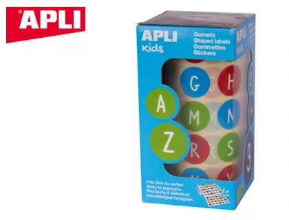 Apli Rollo de Gomets Abecedario Mayúsculas Redondos 20mm Multicolor