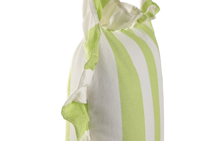 DKD Home Decor Cojín Algodón Reciclado 45x45 Verde con Volantes Rayas (Pack de 2)