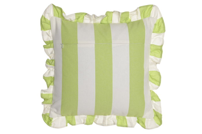DKD Home Decor Cojín Algodón Reciclado 45x45 Verde con Volantes Rayas (Pack de 2)