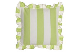 DKD Home Decor Cojín Algodón Reciclado 45x45 Verde con Volantes Rayas (Pack de 2)