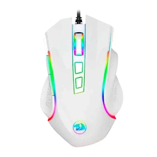 Redragon Griffin M607W Ratón Gaming RGB Ergonómico para Mano Derecha, Blanco, Óptico 7200 DPI, 7 Botones Programables, Cable USB 1.8m, Compatible con Windows 10/11
