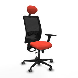 PIQUERAS Y CRESPO Silla de oficina Zulema con mecanismo Sincro/Traslack, Naranja oscuro y Negro