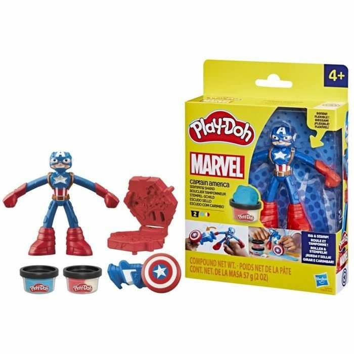 Playdoh Capitán América Set Stamper Shield con figura flexible y accesorios Playdoh Capitán América Set Stamper Shield con figura flexible y accesorios