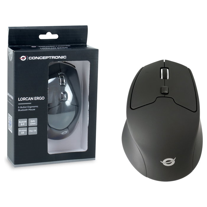 Conceptronic LORCAN02B Ratón Ergonómico Bluetooth 1600 DPI Conceptronic LORCAN02B Ratón Ergonómico Bluetooth 1600 DPI