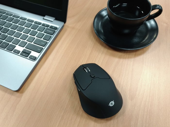 Conceptronic Lorcan02 - Ratón Inalámbrico Bluetooth 3.0, 1600 DPI, Cambio de DPI (800/1200/1600), Diseño Ergonómico Derecho con Acabado de Goma, Negro