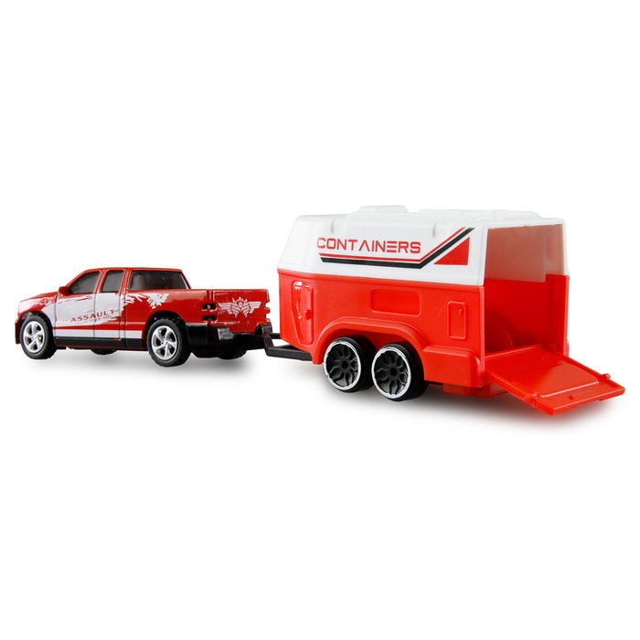AMEWI Camioneta RC con Remolque Escala 1:64 Rojo/Blanco AMEWI Camioneta RC con Remolque Escala 1:64 Rojo/Blanco