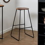 Home Deco Factory Taburete Bar Cocooning Madera de Acacia y Metal 42x42xh70 cm