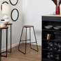Home Deco Factory Taburete Bar Cocooning Madera de Acacia y Metal 42x42xh70 cm
