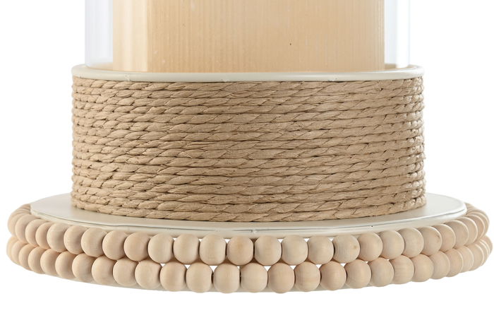 DKD Home Decor Portavelas Estilo Shabby Crudo Marron Claro Metal Cuerda 17 x 17 x 23 cm