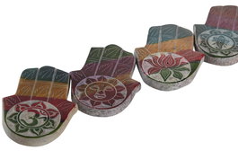 DKD Home Decor Soporte Incienso Indio Loto Piedra Multicolor 9 x 1 x 6 cm (8 Unidades)