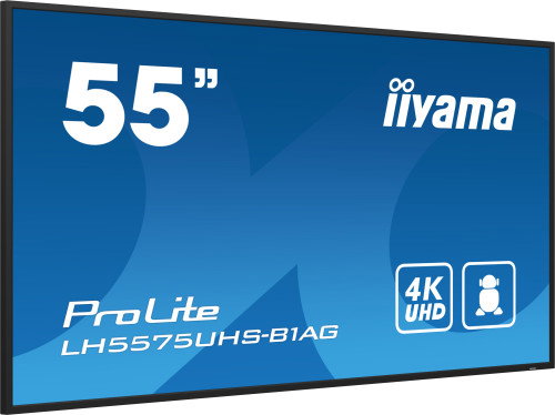 Iiyama ProLite LH5575UHS-B1AG Monitor de Señalización Digital 55" UHD 4K (3840x2160) IPS 500 cd/m², 24/7, Android 11, Wi-Fi, LAN, 2x10W Altavoces, Paisaje/Retrato