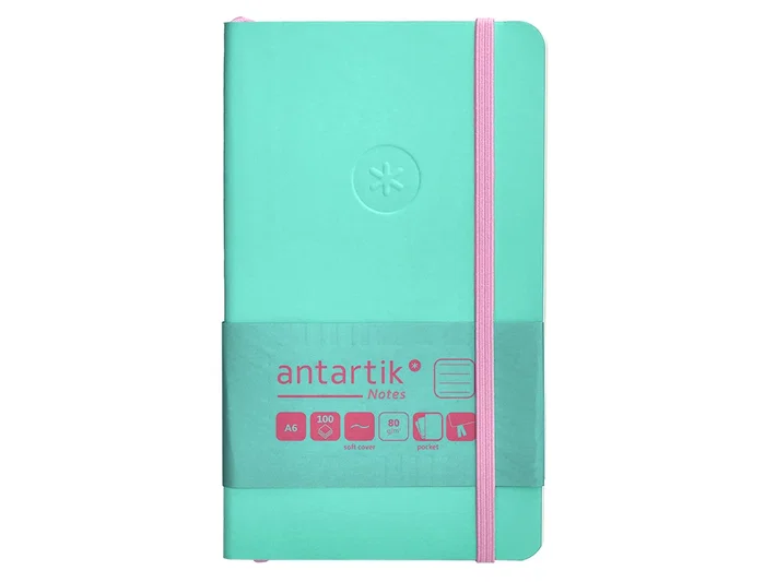 Antartik Cuaderno A6 Tapa Blanda Rayas 100 Hojas 80gr FSC Rosa y Turquesa