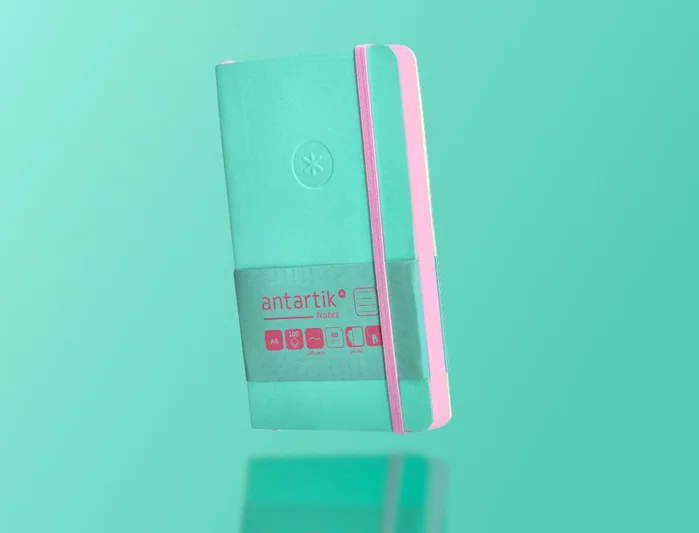Antartik Cuaderno A6 Tapa Blanda Rayas 100 Hojas 80gr FSC Rosa y Turquesa