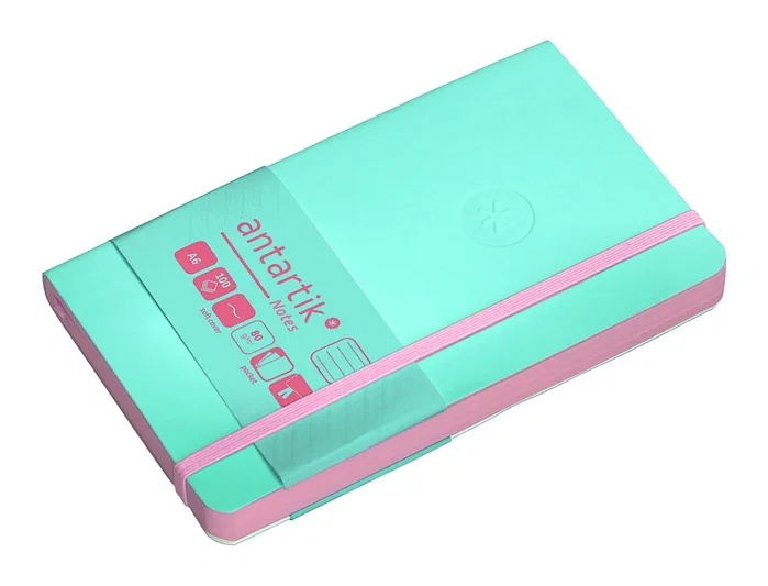 Antartik Cuaderno A6 Tapa Blanda Rayas 100 Hojas 80gr FSC Rosa y Turquesa