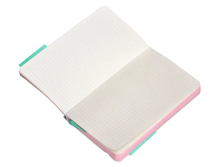 Antartik Cuaderno A6 Tapa Blanda Rayas 100 Hojas 80gr FSC Rosa y Turquesa