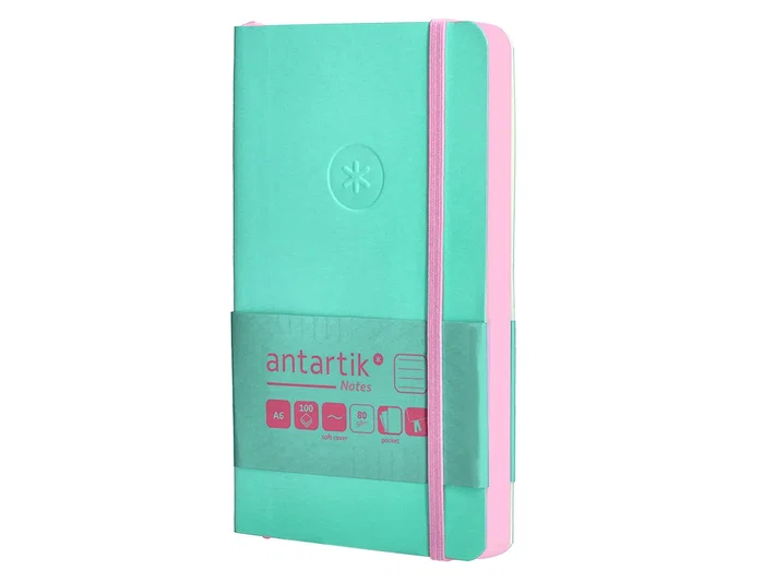 Antartik Cuaderno A6 Tapa Blanda Rayas 100 Hojas 80gr FSC Rosa y Turquesa
