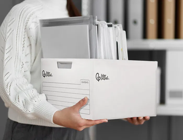 Liderpapel Cajón Contenedor Archivo Automático Cartón Reciclado Folio / Archivadores A-Z 387x333x260mm Kraft