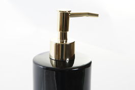 DKD Home Decor Dosificador Negro Dorado Gres Metal 8 x 19 x 8 cm (2 Unidades) Colonial Glam