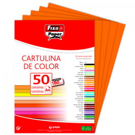 FIXO Paquete de 50 Cartulinas A4 Naranja 180g