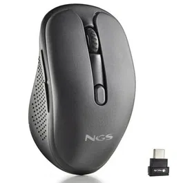 NGS Evo Mix Ratón Inalambrico Multidispositivo USB-C, Bluetooth 5.0, 5 Botones Silenciosos, Láser, Recargable, Hasta 3200 DPI, Negro
