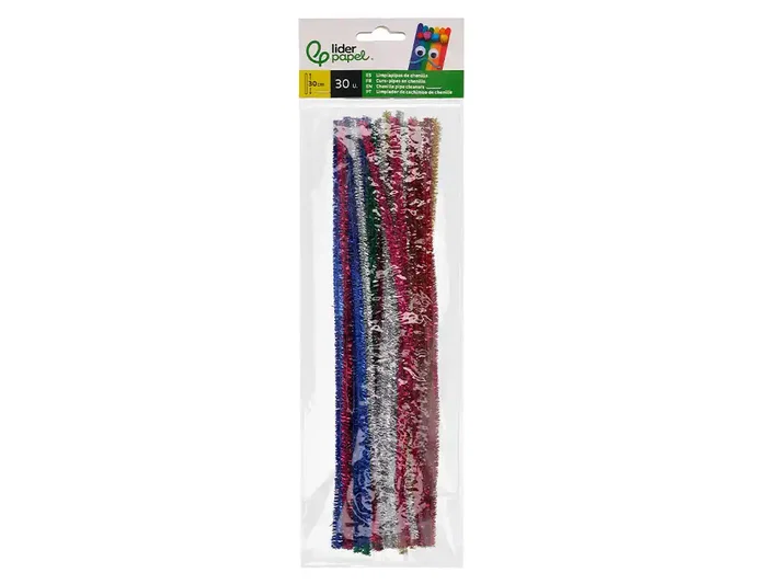 Liderpapel Limpiapipas de Chenilla 30 cm Colores Brillantes Surtidos Bolsa 30 Unidades
