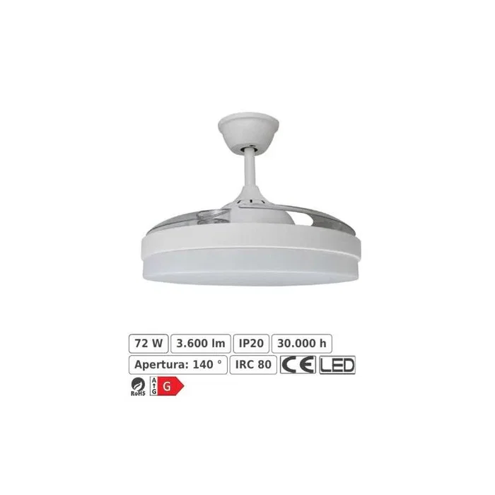 Tahití Ventilador de techo 1060 mm con mando a distancia, 6 velocidades y luz LED, blanco Tahití Ventilador de techo 1060 mm con mando a distancia, 6 velocidades y luz LED, blanco