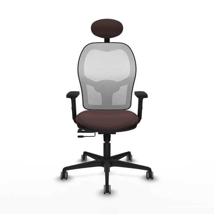 PIQUERAS Y CRESPO Silla de oficina Jorquera con mecanismo Sincro/Traslack, Similpiel Marrón oscuro y Malla Blanca PIQUERAS Y CRESPO Silla de oficina Jorquera con mecanismo Sincro/Traslack, Similpiel Marrón oscuro y Malla Blanca