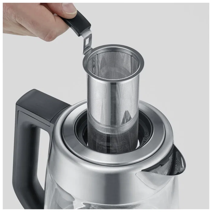 Severin WK 3480 Hervidor de agua y té de cristal Plata / Negro