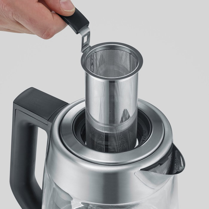 Severin WK 3480 Hervidor de agua y té de cristal Plata / Negro