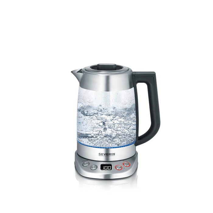 Severin WK 3480 Hervidor de agua y té de cristal Plata / Negro