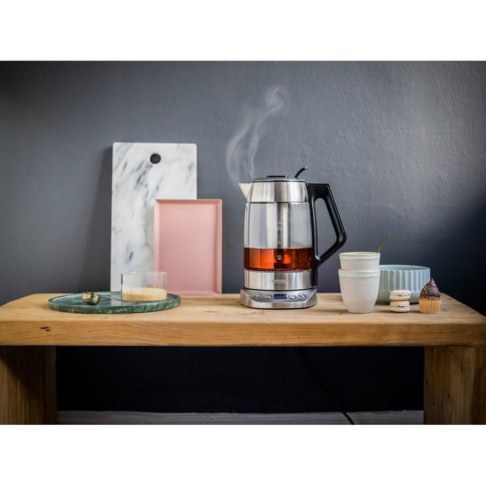 Severin WK 3480 Hervidor de agua y té de cristal Plata / Negro