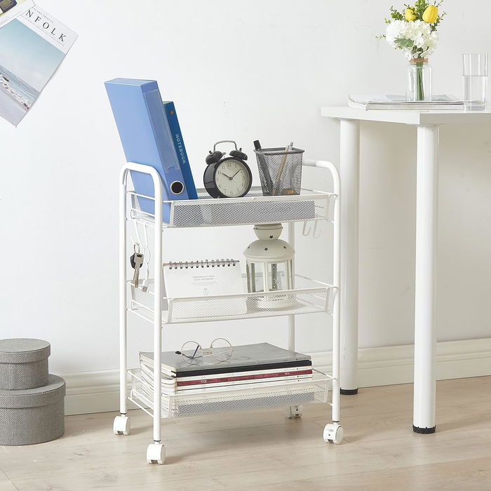 Confortime Carrito Auxiliar 3 Niveles con Ruedas 26.7 cm Ancho x 7.5 cm Alto x 58.7 cm Largo (4 Unidades)