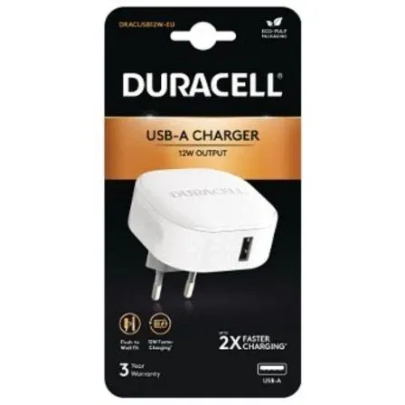 Duracell DRACUSB12W-EU Cargador de Pared, 1xUSB, 2.4A, 12W